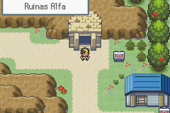 Entrada a una de las cámaras de las Ruinas Alfa en Pokémon Liquid Crystal